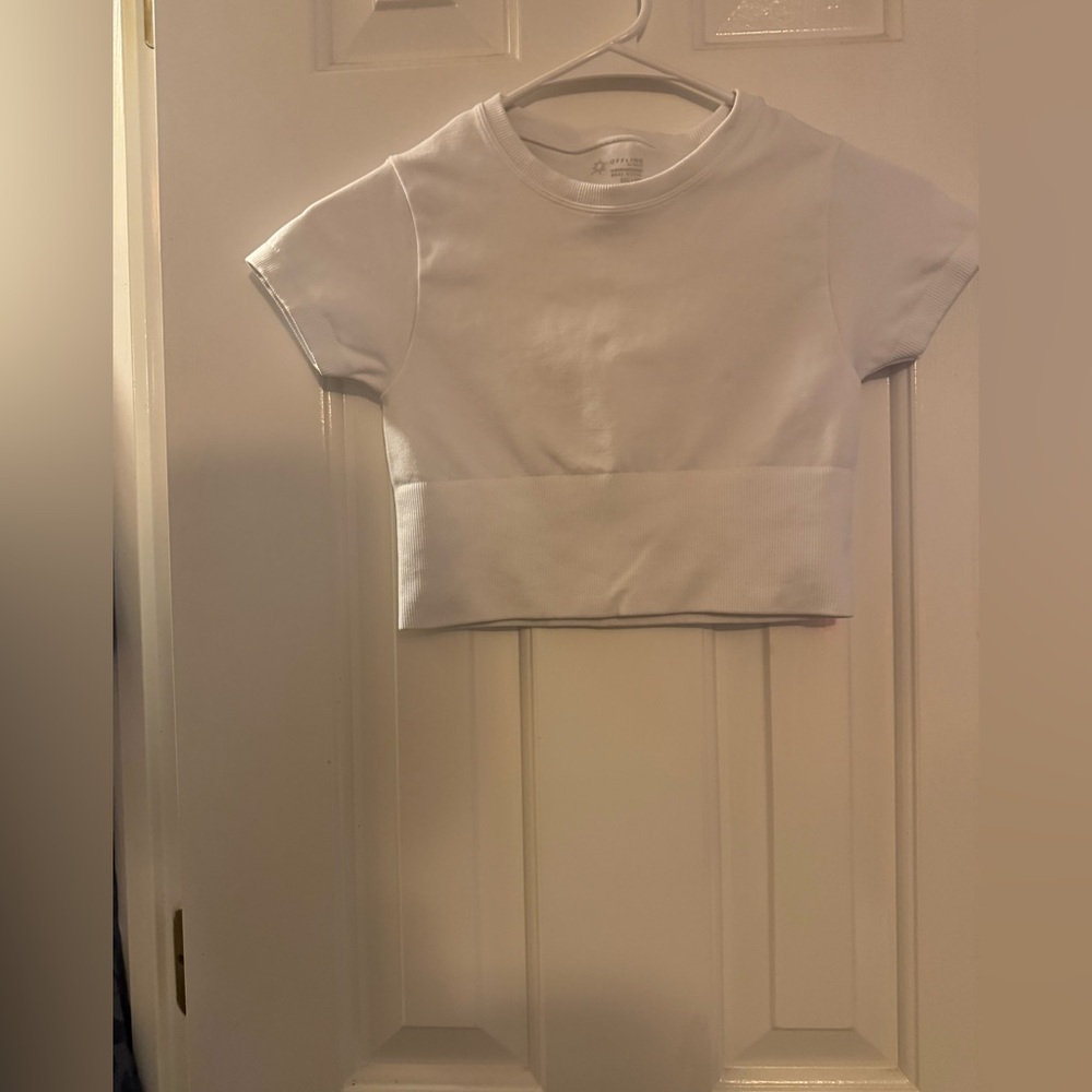 Offline by aerie solid cropped tee white size 2xs